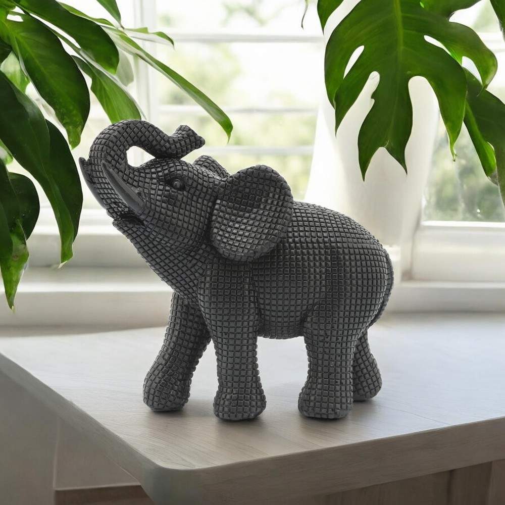 Adorno elefante de resina negra 25cm