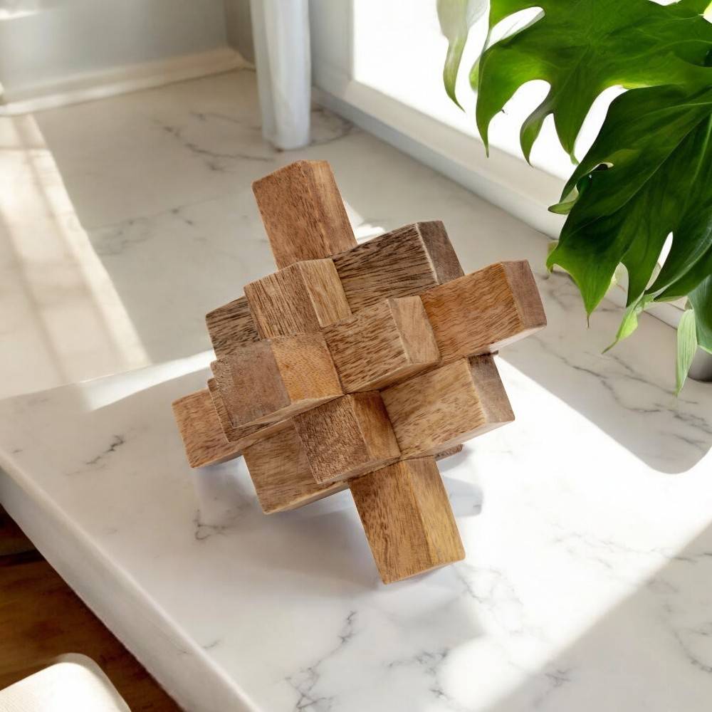 Adorno geométrico de madera 15cm