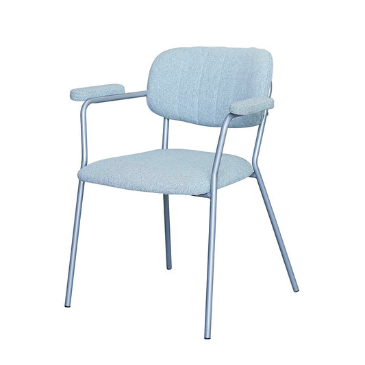 Silla De Comedor Luc De Tela Verde Aqua Con Apoya Brazos Y Patas De Acero Plateado