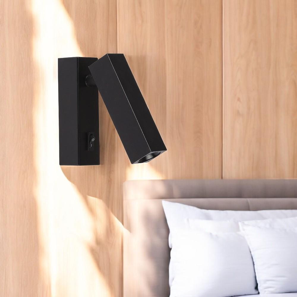 Aplique De Pared Led Arch De Aluminio Negro Con Switch on/off 3w 3000k