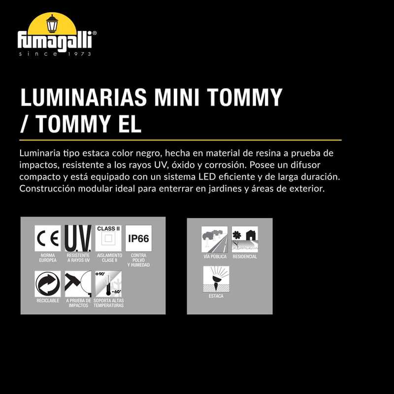 Luminaria estaca Minitommy-El negra para foco GU10