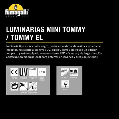 Luminaria estaca Minitommy-El negra para foco GU10