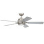 Ventilador Stellar AC, 5 Aspas Reversibles 52 Niquel/Maple + Luz Integrada + Control Remoto Y Pared